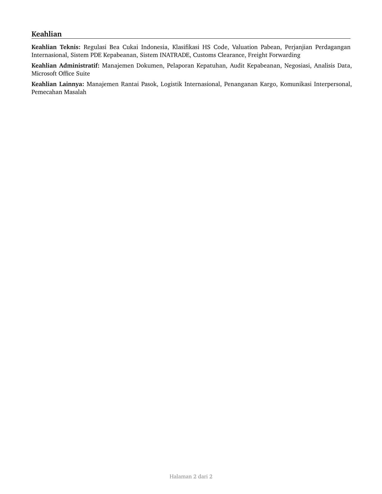 Customs Brokers CV in Indonesian — page 2