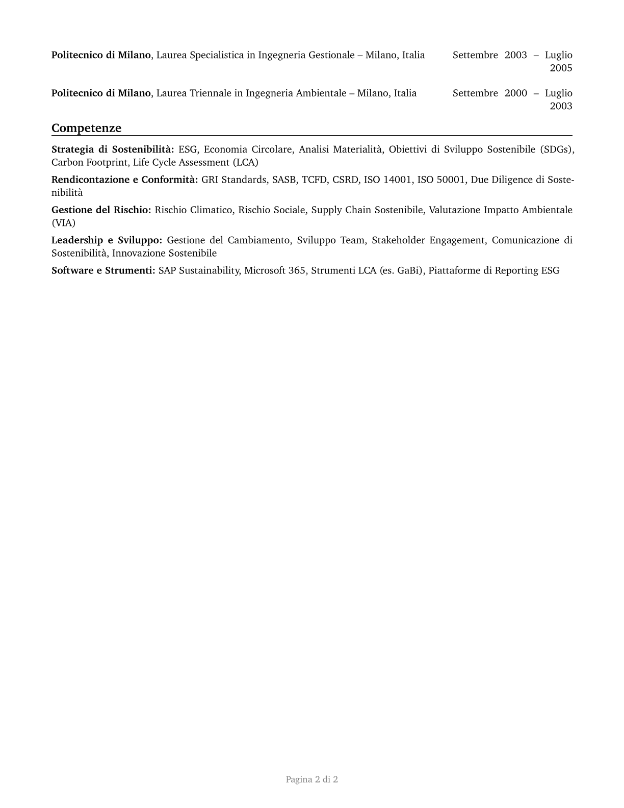 Chief Sustainability Officers CV in Italian — page 2