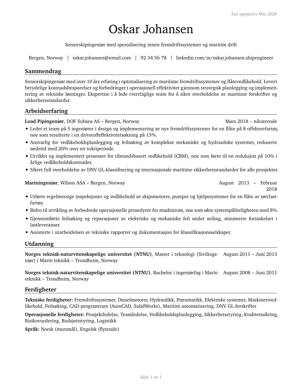Ship Engineers CV in Norwegian_bokmal — page 1
