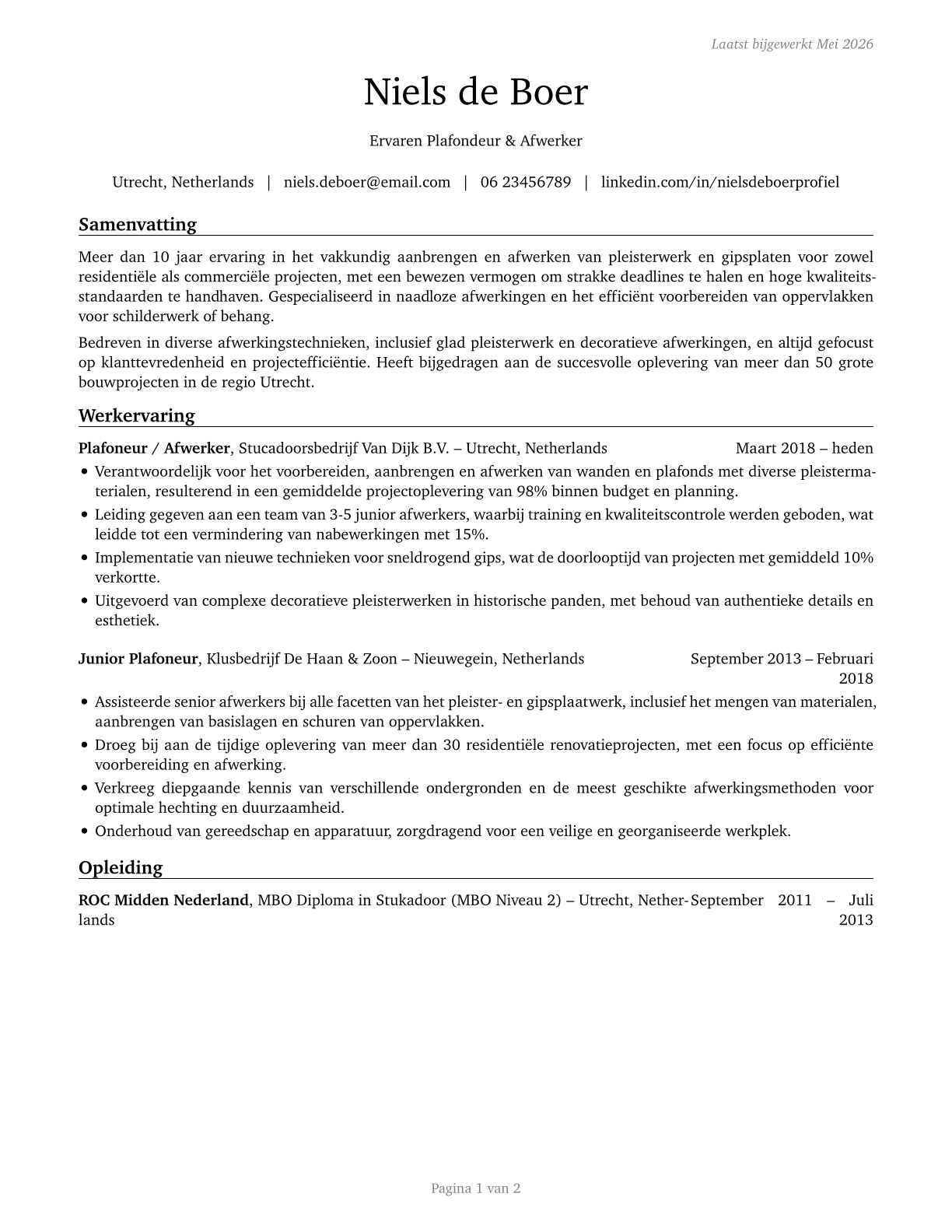 Tapers CV in Dutch — page 1