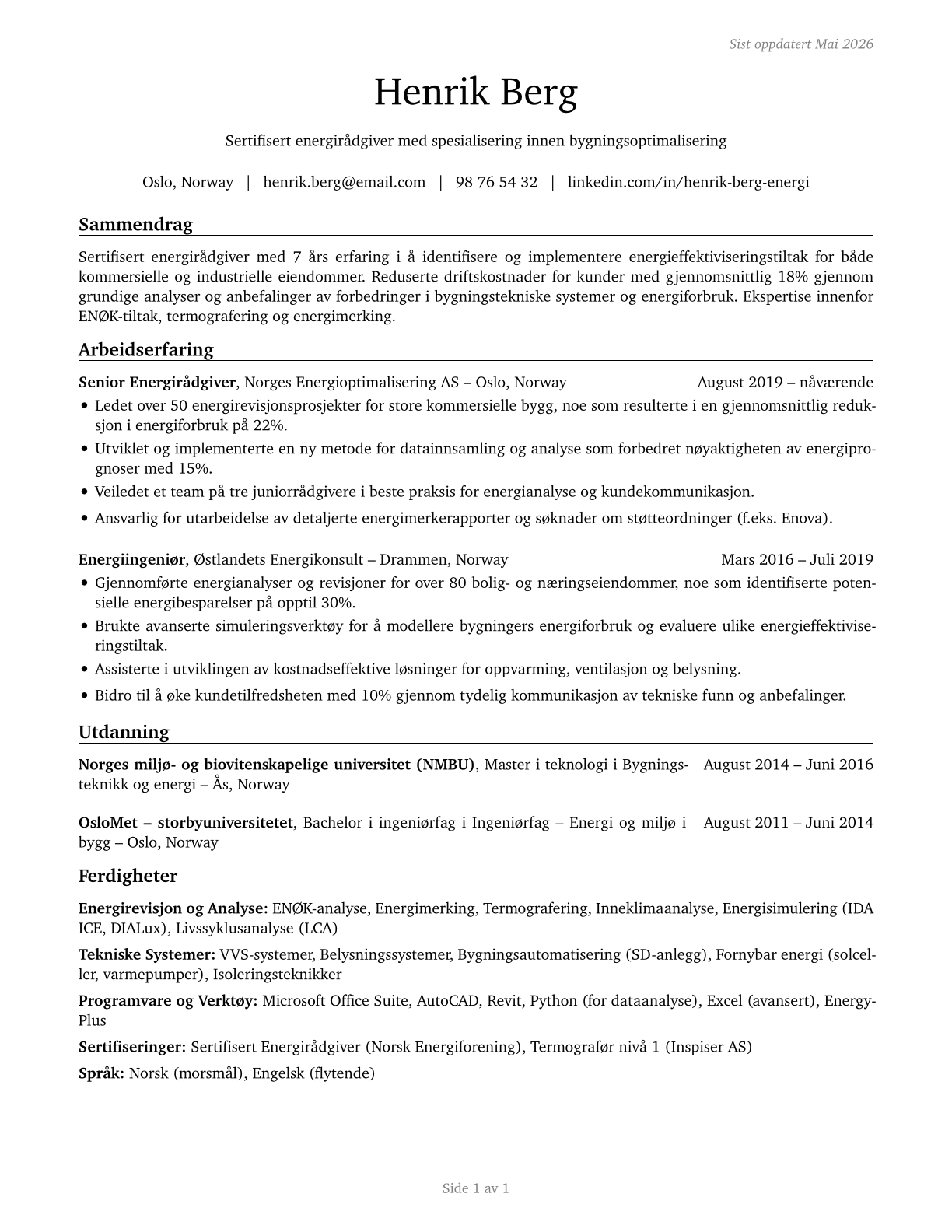 Energy Auditors CV in Norwegian_bokmal — page 1