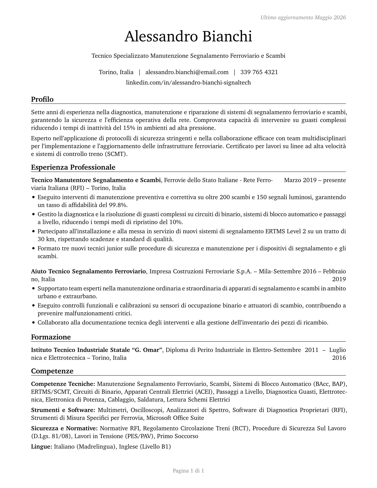 Signal and Track Switch Repairers CV in Italian — page 1
