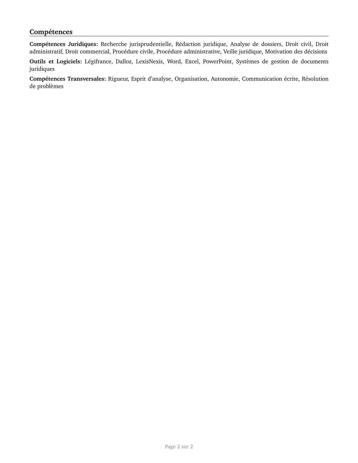 Judicial Law Clerks CV in French — page 2