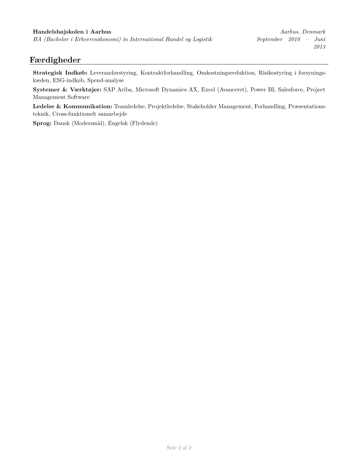 Purchasing Managers CV in Danish — page 2