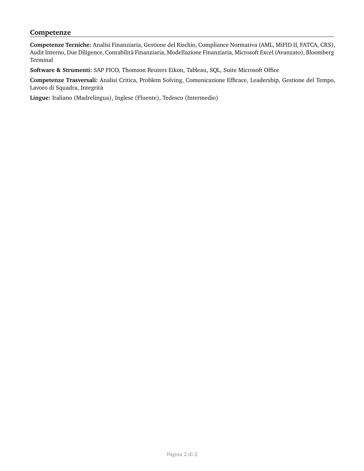 Financial Examiners CV in Italian — page 2