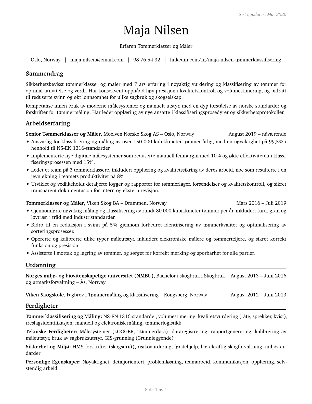 Log Graders and Scalers CV in Norwegian_bokmal — page 1