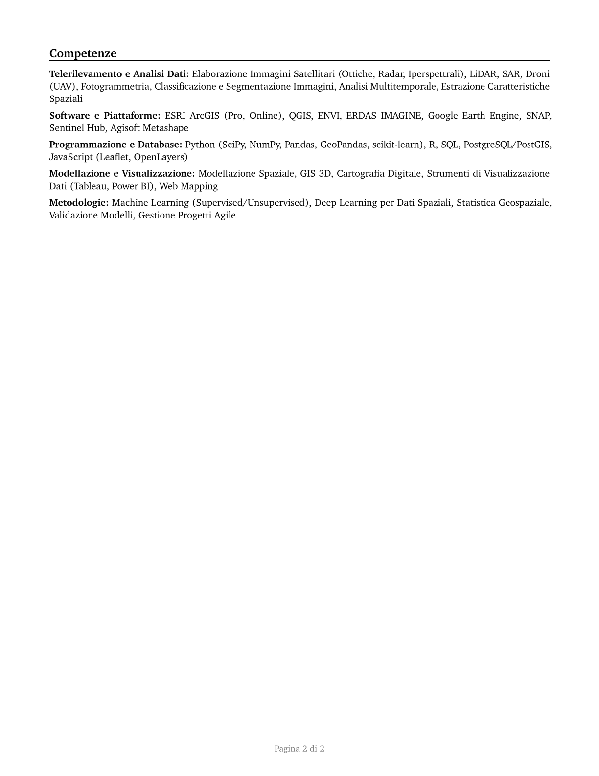 Remote Sensing Scientists and Technologists CV in Italian — page 2