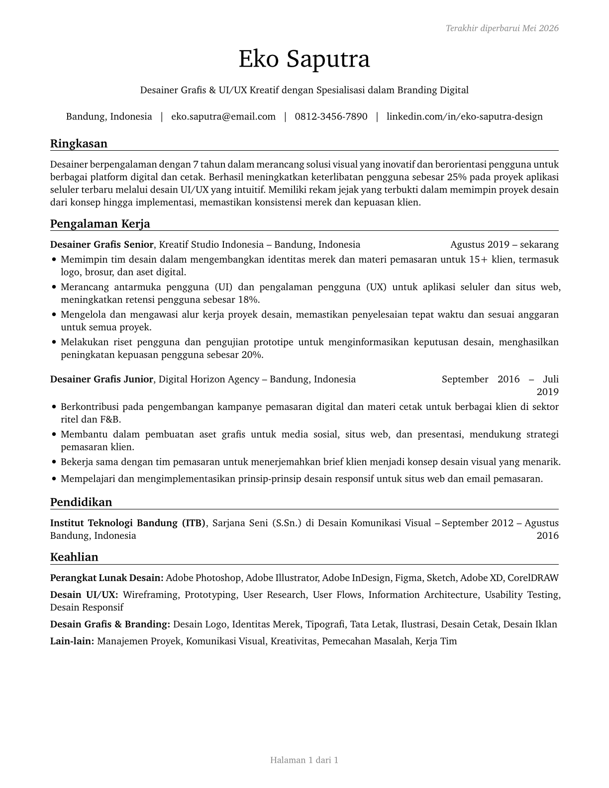 Designers, All Other CV in Indonesian — page 1
