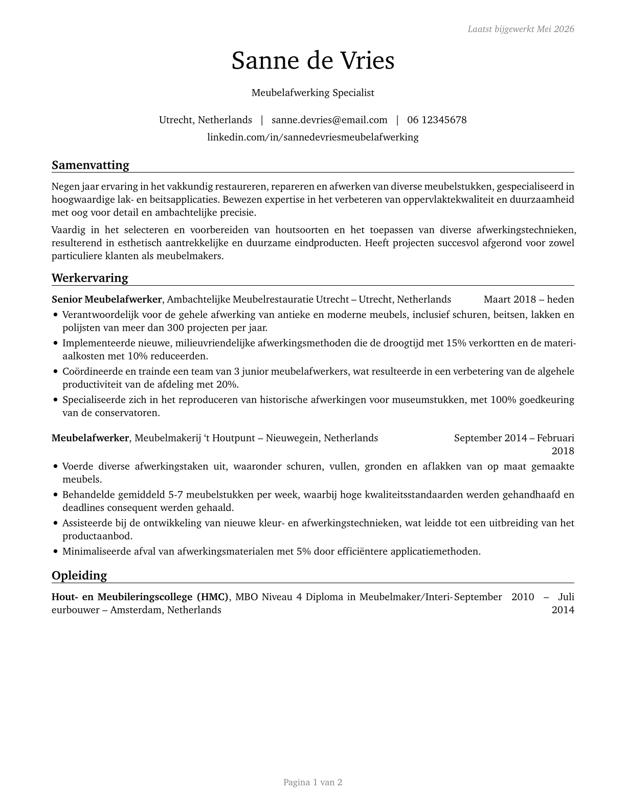 Furniture Finishers CV in Dutch — page 1