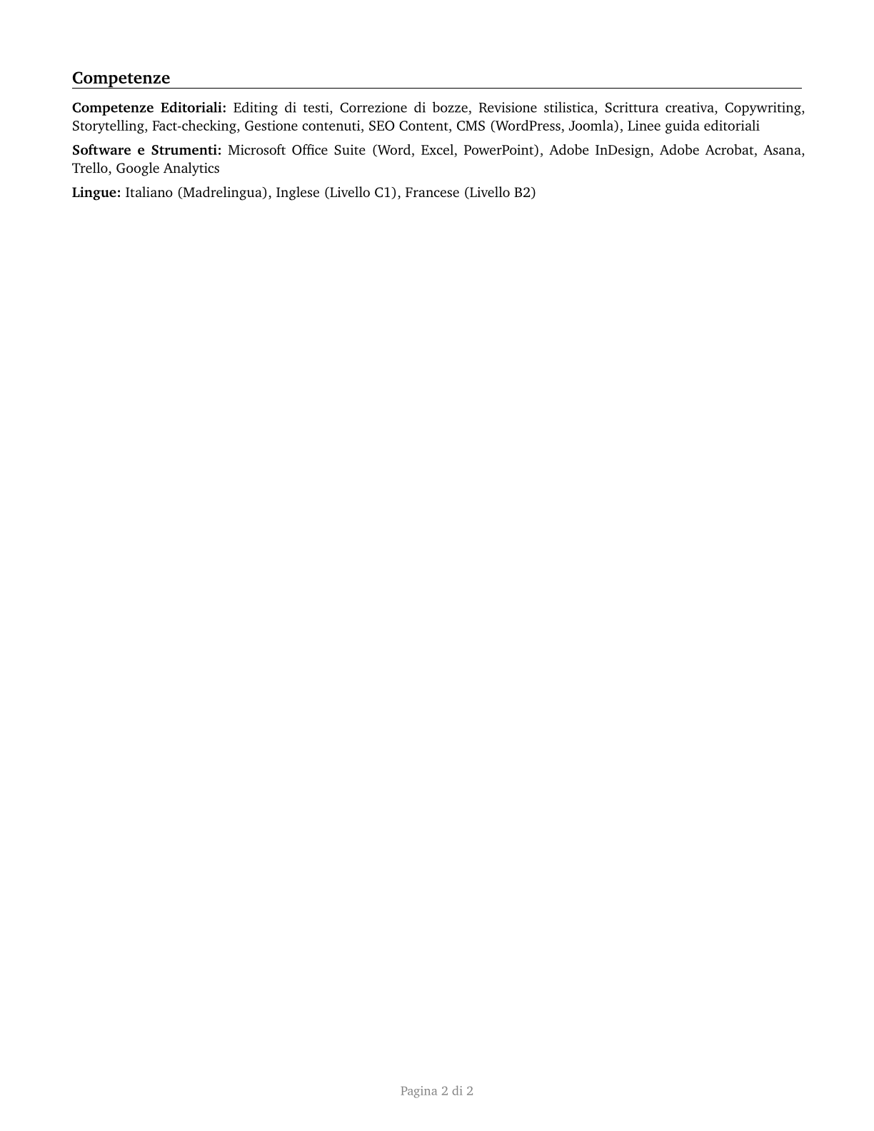 Editors CV in Italian — page 2