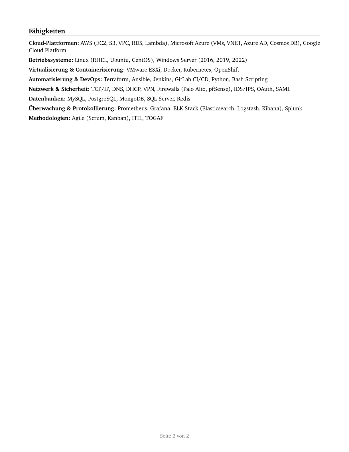 Computer Systems Engineers/Architects CV in German — page 2