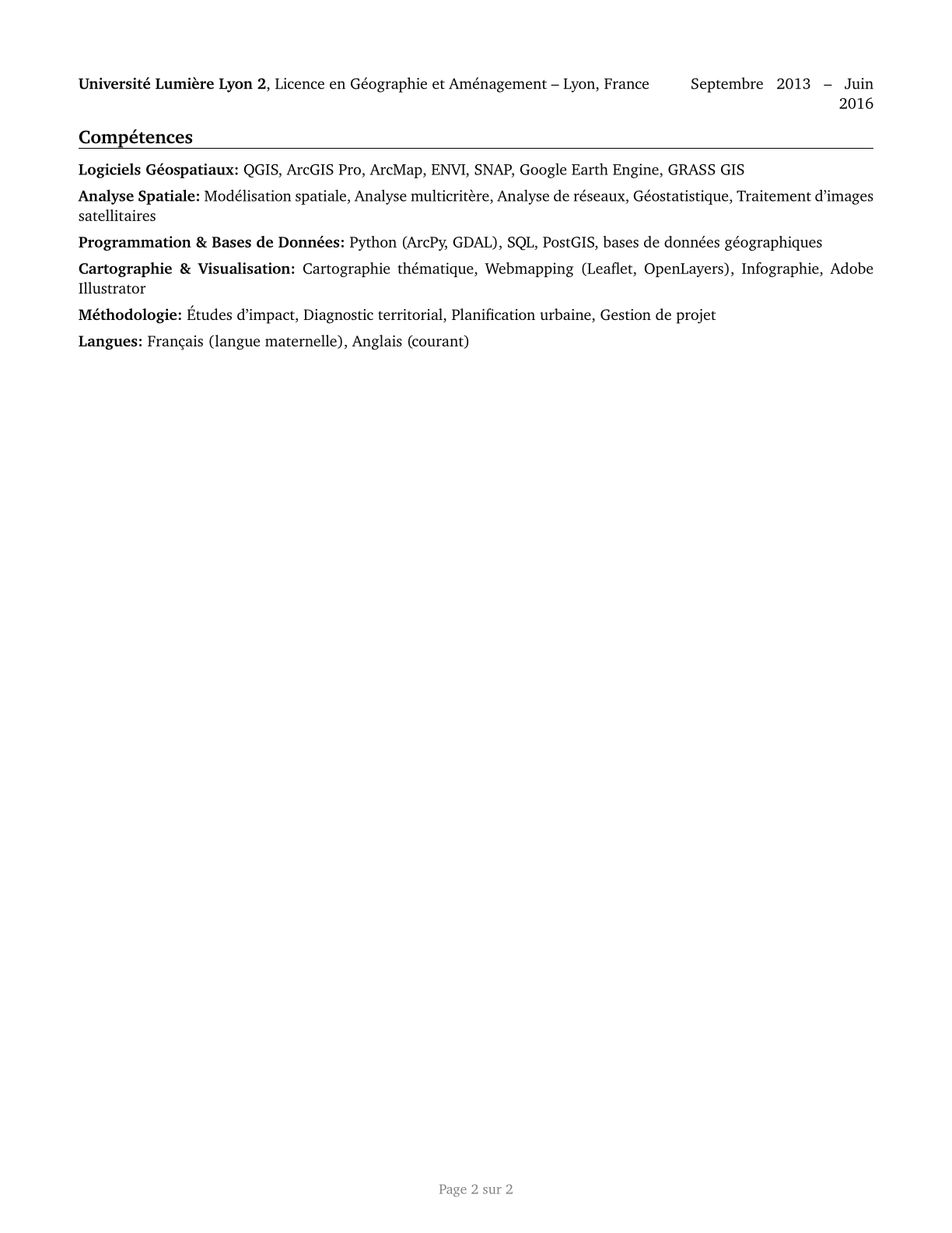 Geographers CV in French — page 2