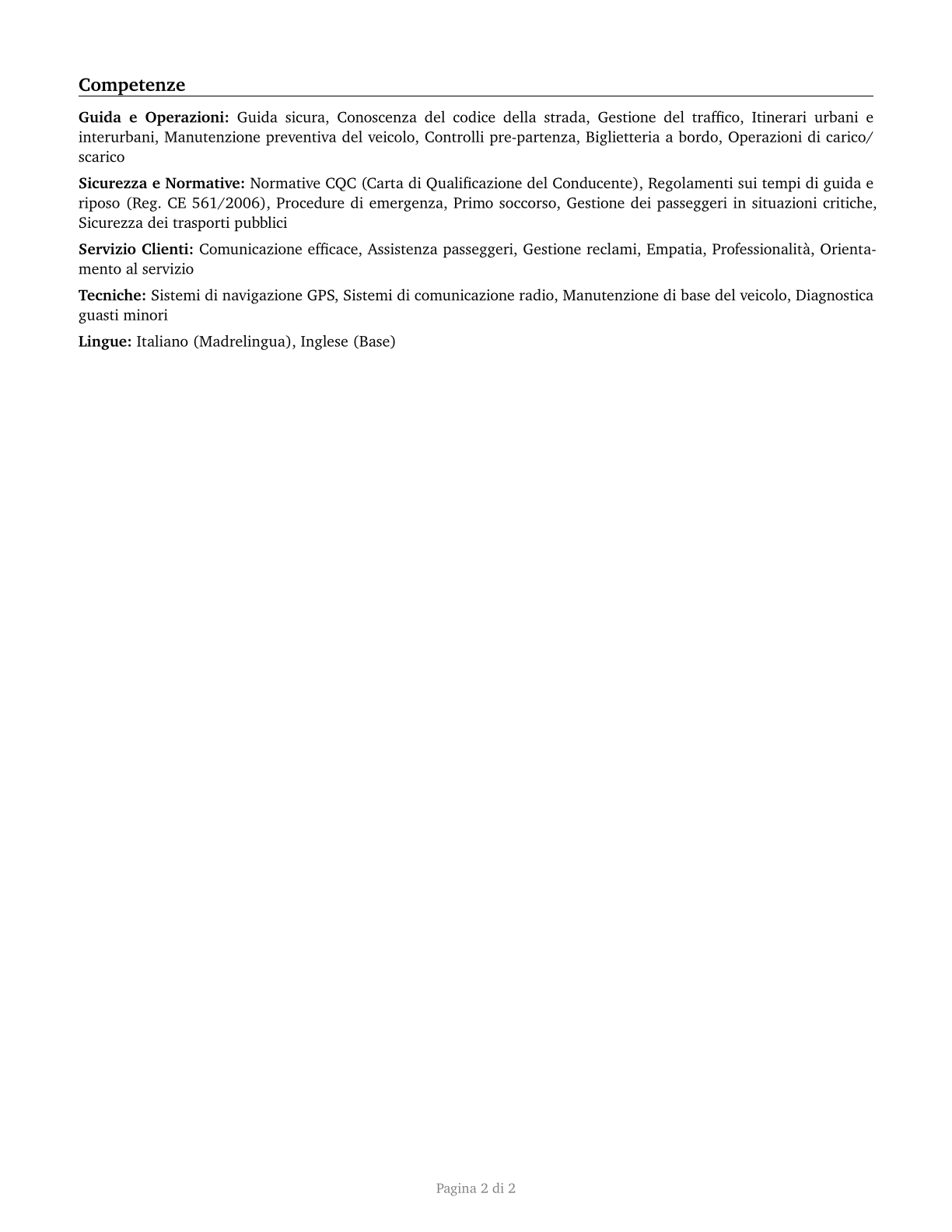 Bus Drivers, Transit and Intercity CV in Italian — page 2
