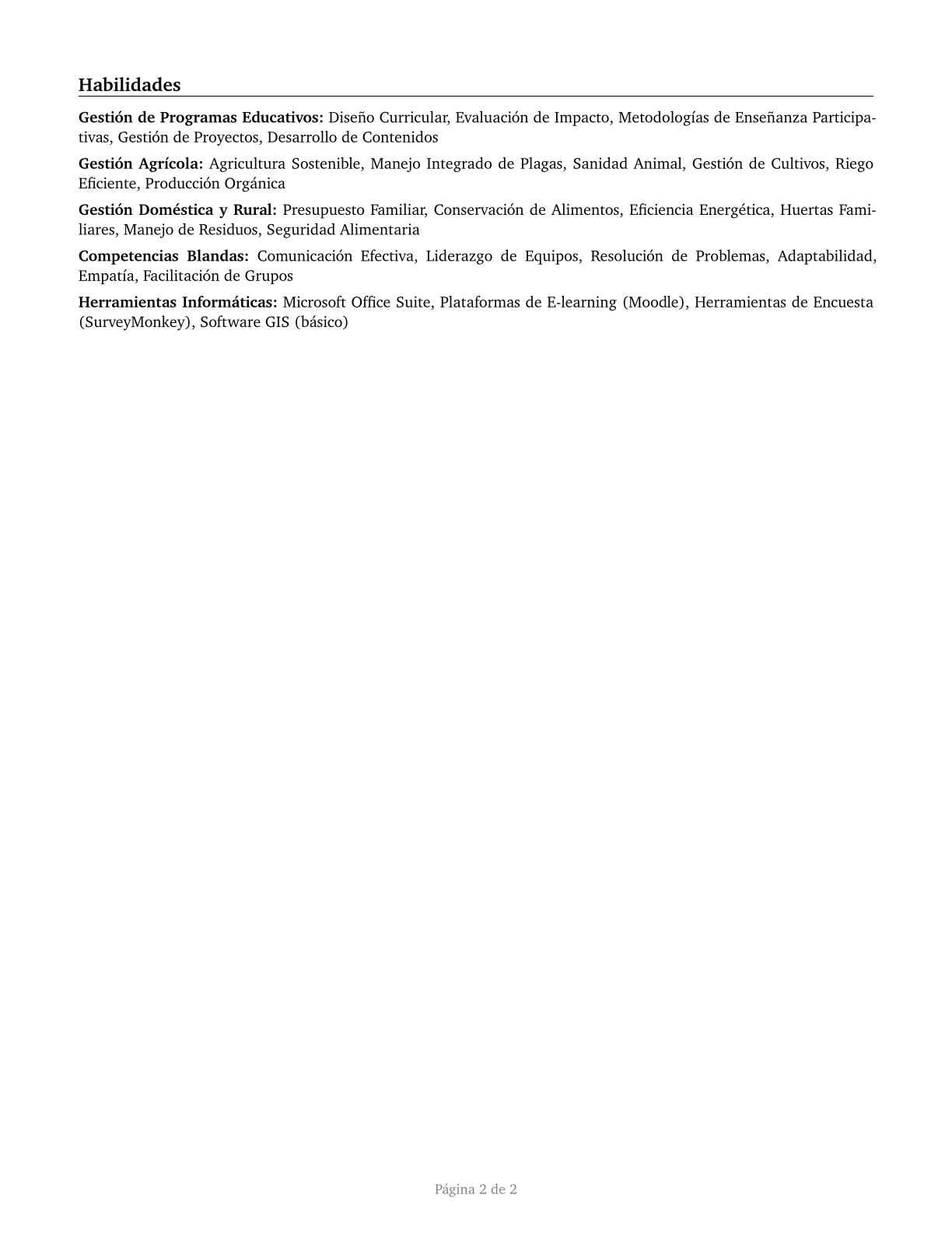 Farm and Home Management Educators CV in Spanish — page 2
