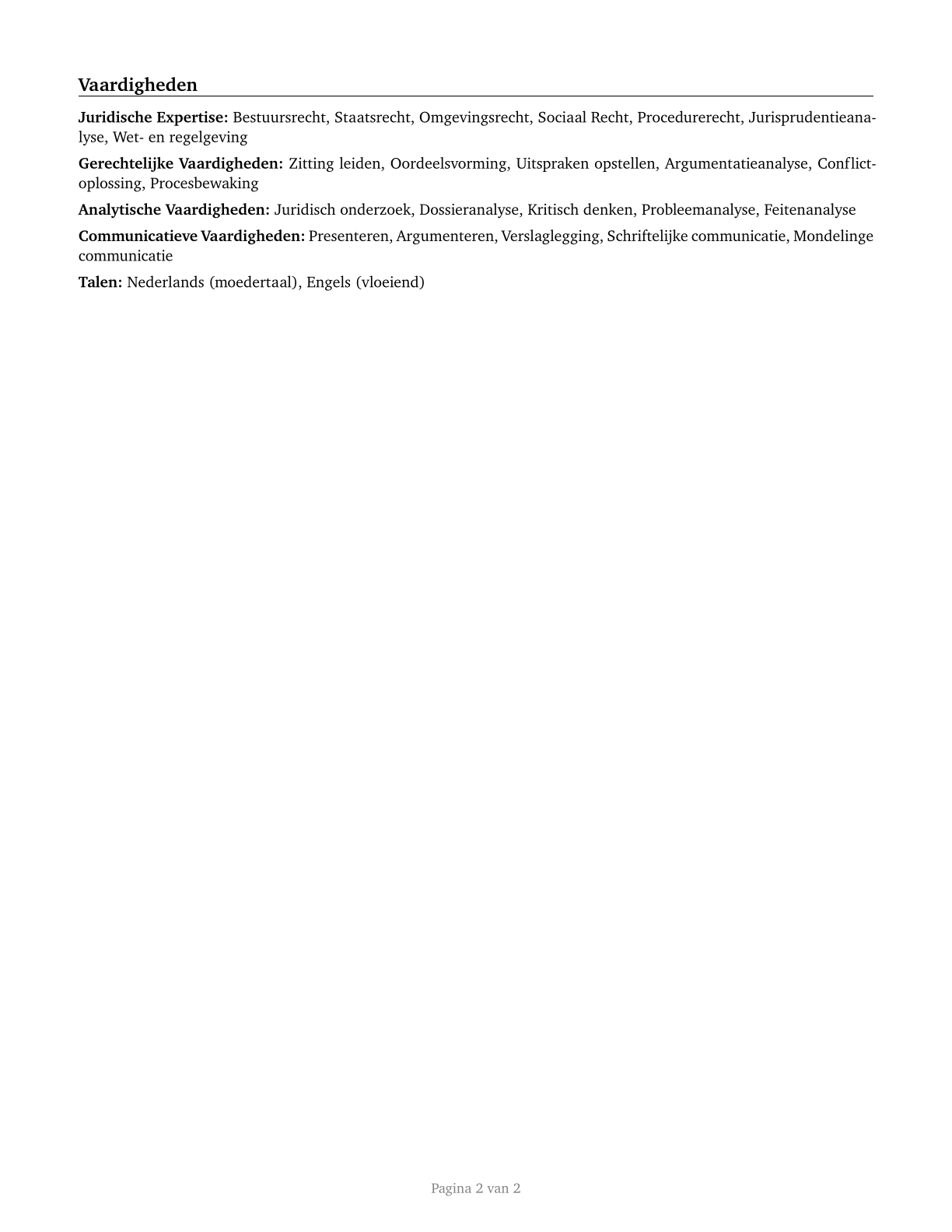 Administrative Law Judges, Adjudicators, and Hearing Officers CV in Dutch — page 2