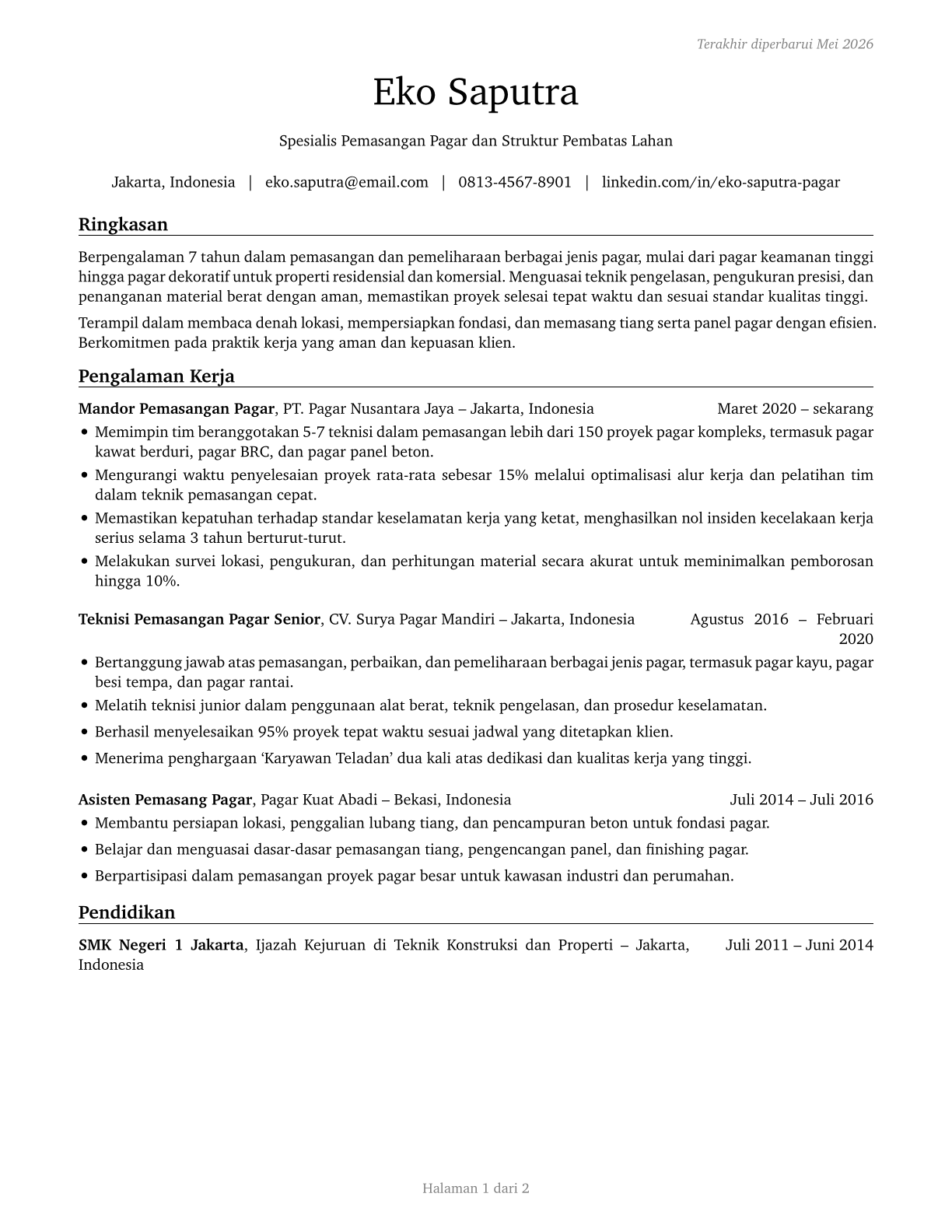 Fence Erectors CV in Indonesian — page 1