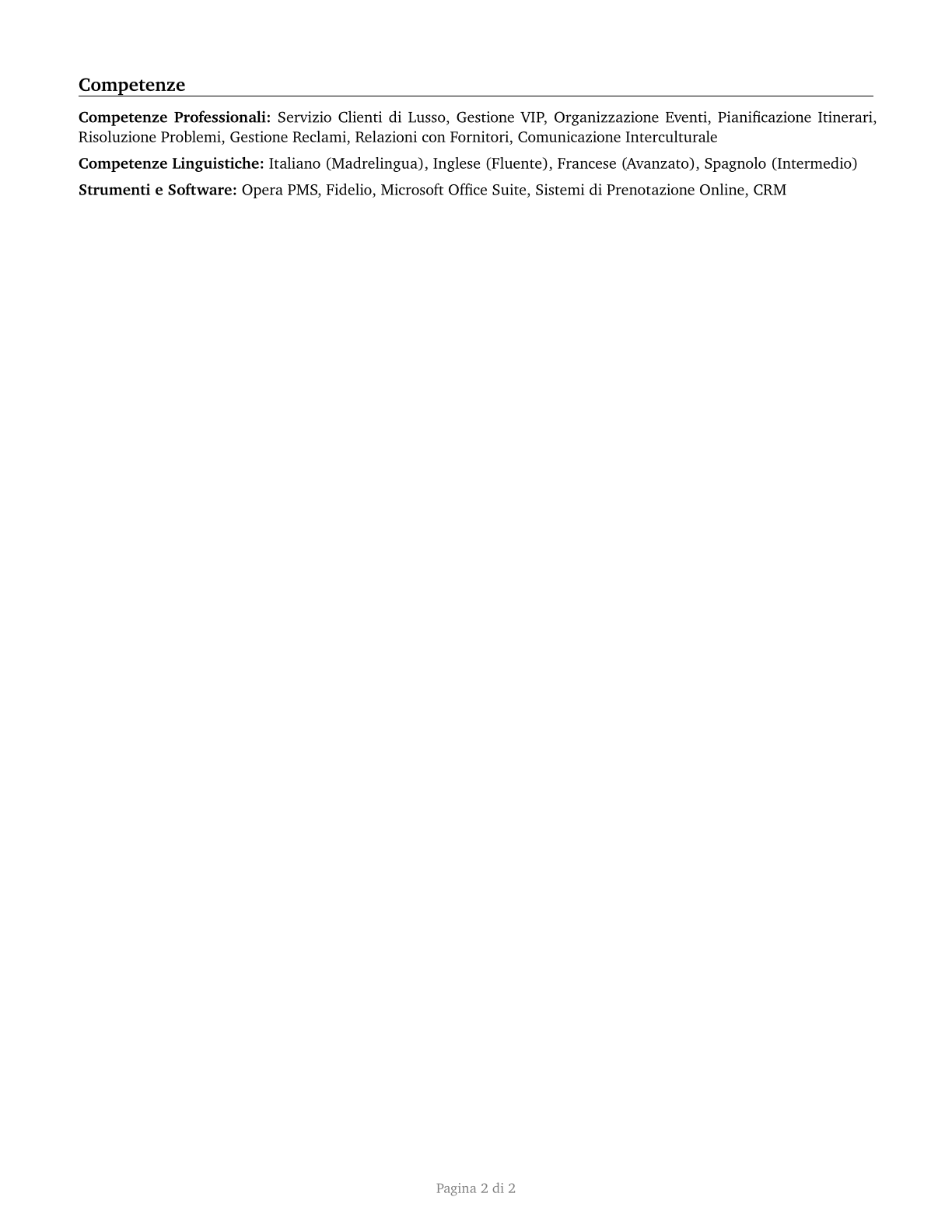 Concierges CV in Italian — page 2