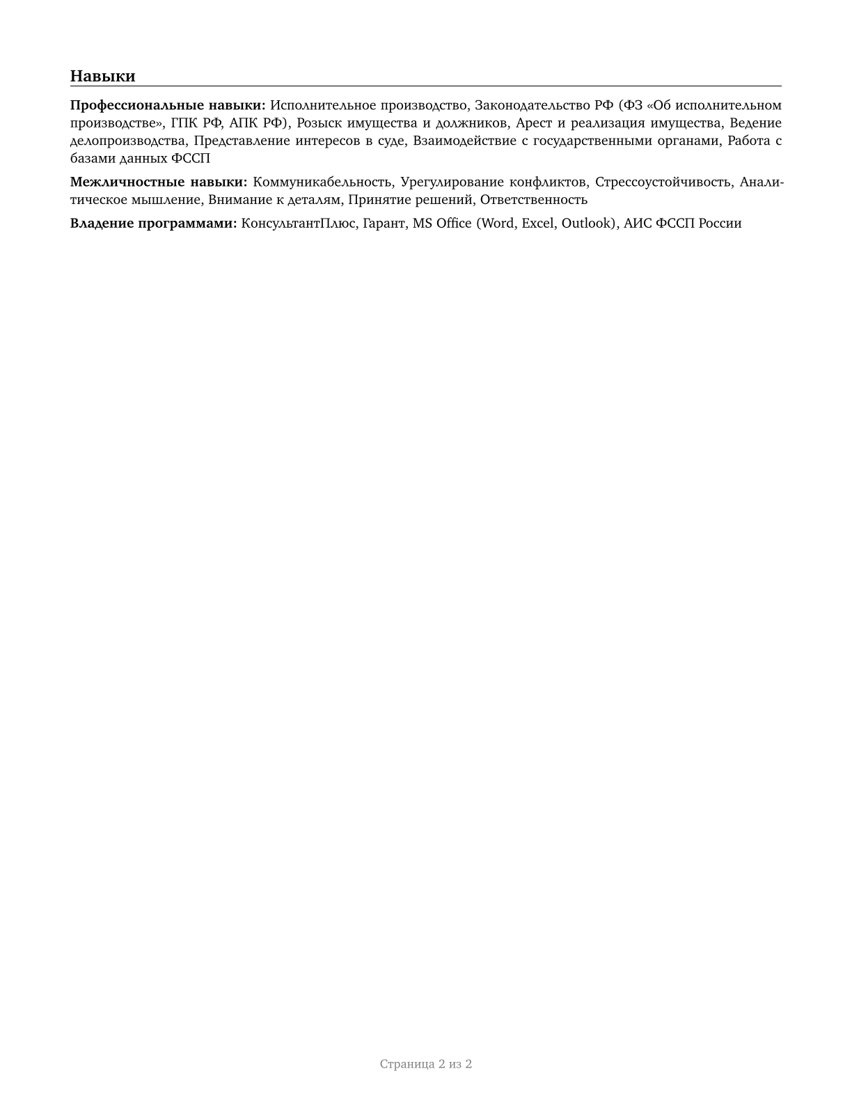 Bailiffs CV in Russian — page 2