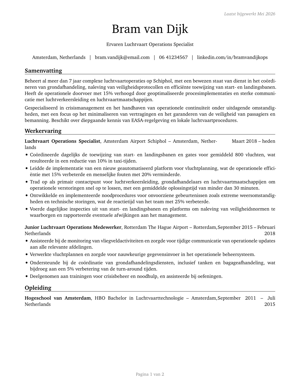 Airfield Operations Specialists CV in Dutch — page 1
