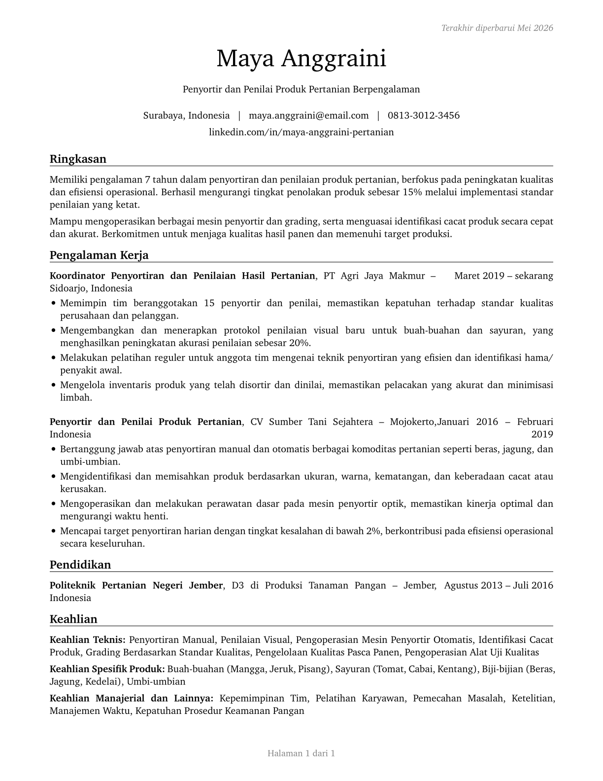 Graders and Sorters, Agricultural Products CV in Indonesian — page 1