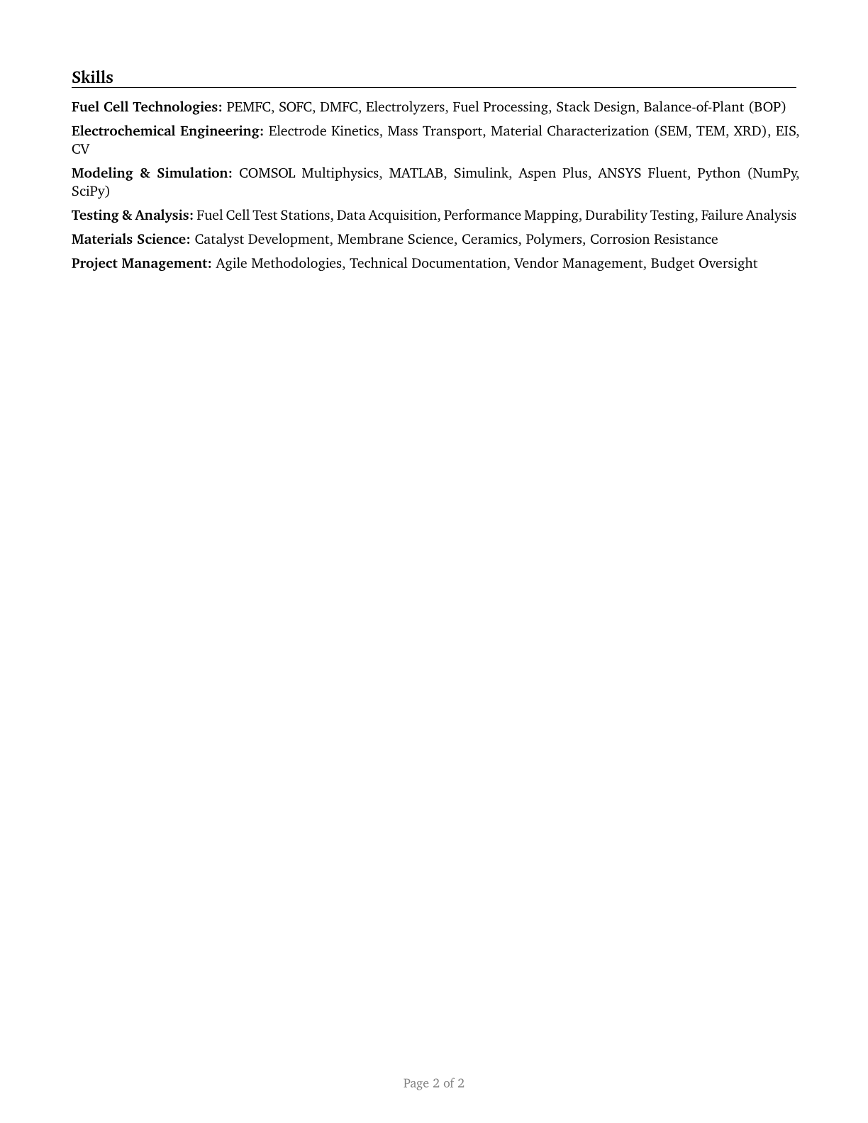 Fuel Cell Engineers CV in English — page 2