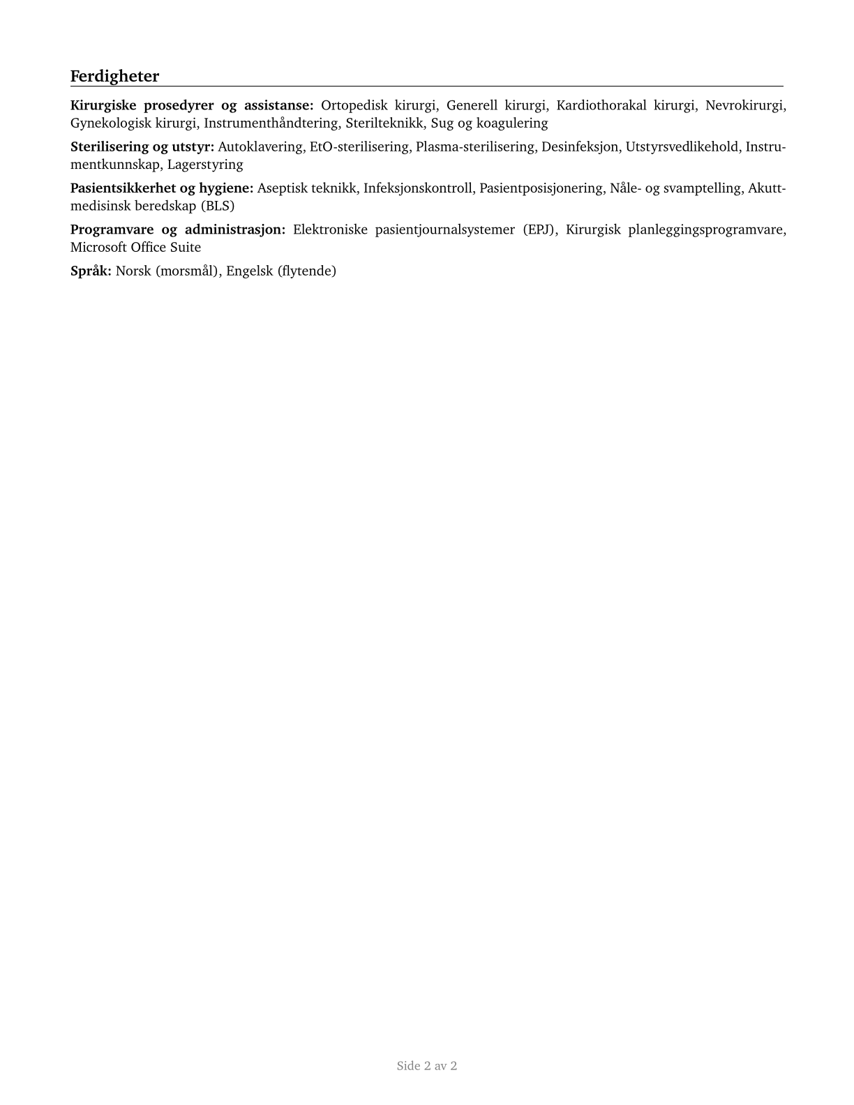 Surgical Technologists CV in Norwegian_bokmal — page 2