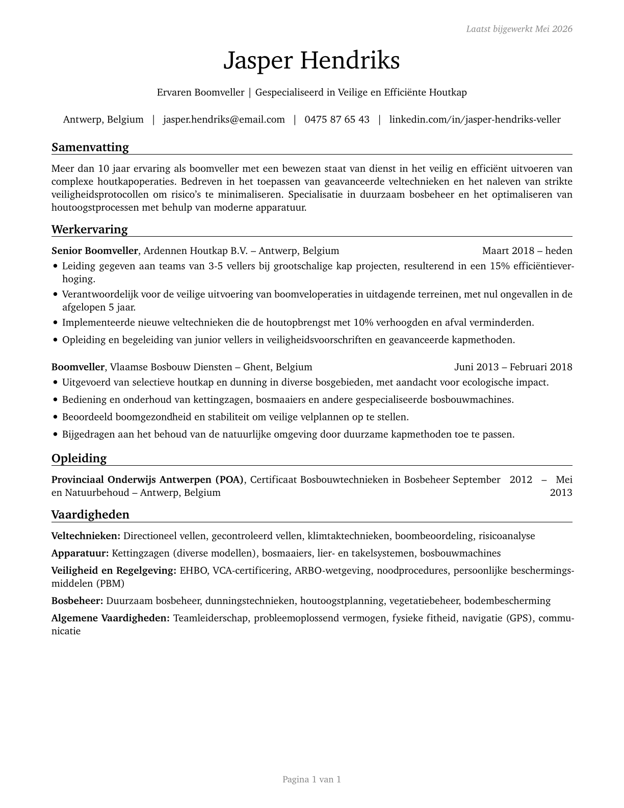 Fallers CV in Dutch — page 1