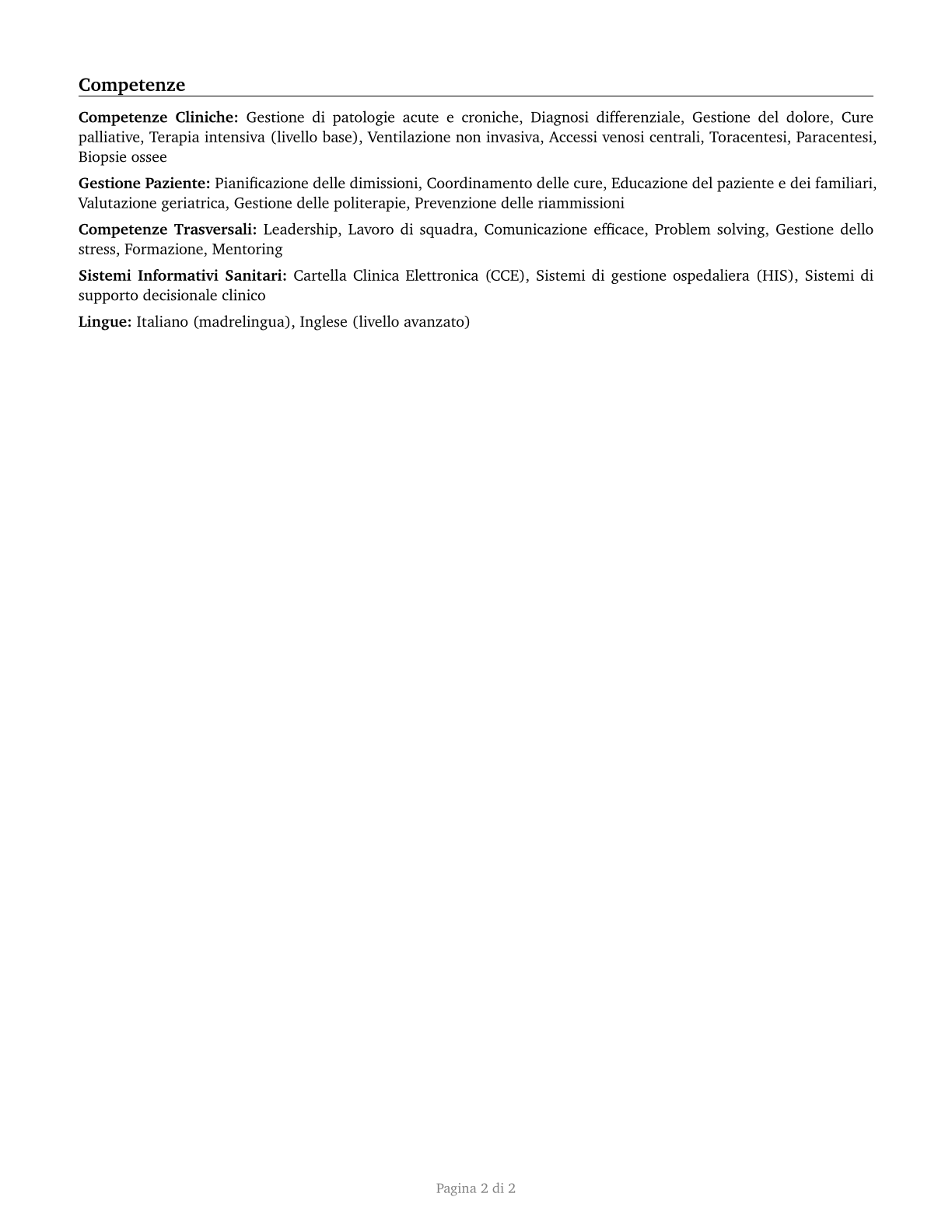 Hospitalists CV in Italian — page 2