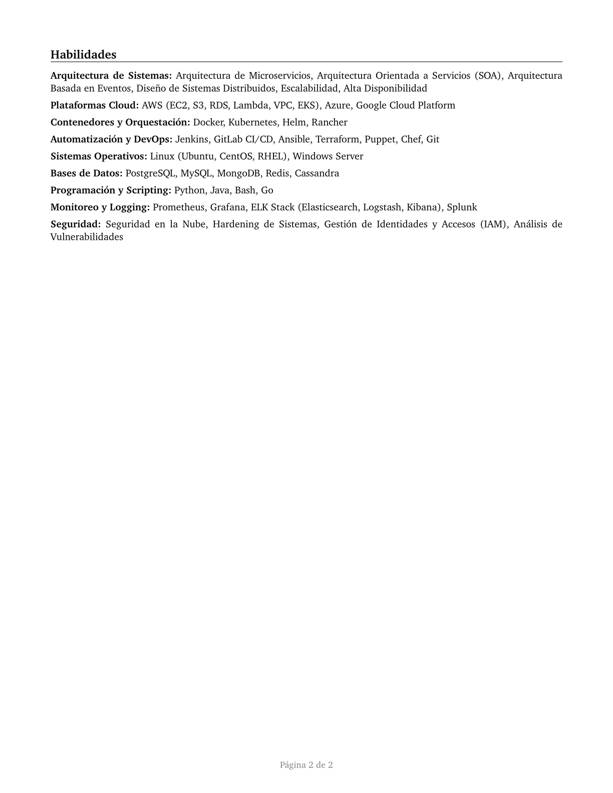 Computer Systems Engineers/Architects CV in Spanish — page 2