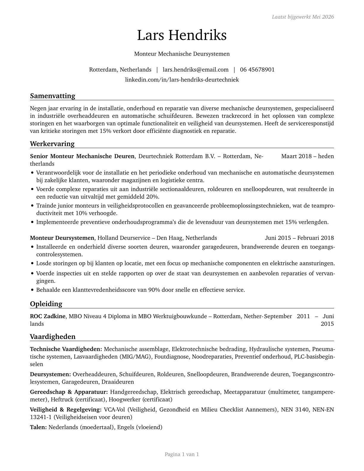 Mechanical Door Repairers CV in Dutch — page 1