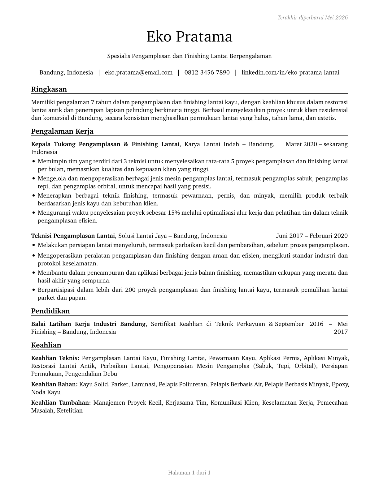 Floor Sanders and Finishers CV in Indonesian — page 1