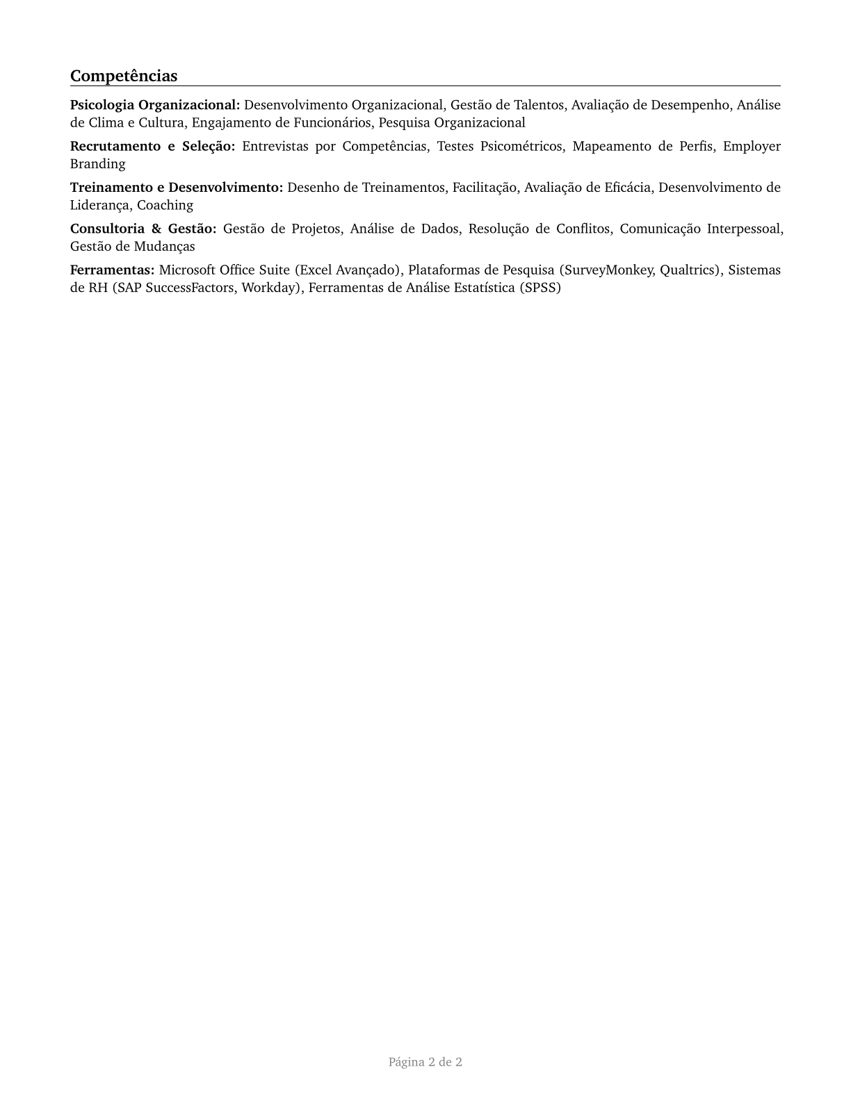 Industrial-Organizational Psychologists CV in Portuguese — page 2
