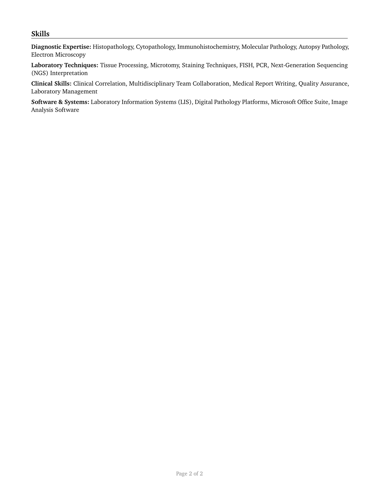 Physicians, Pathologists CV in English — page 2