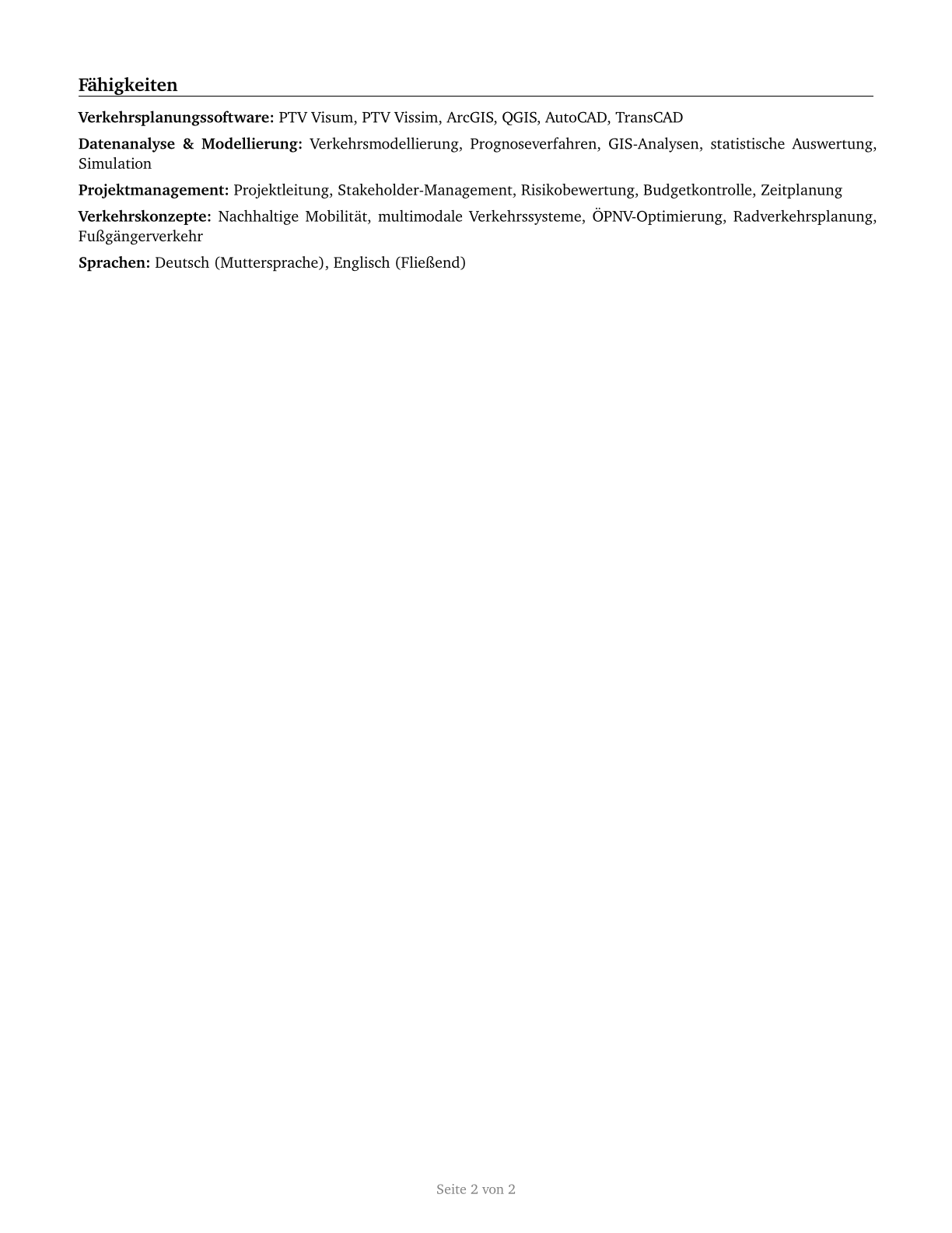 Transportation Planners CV in German — page 2