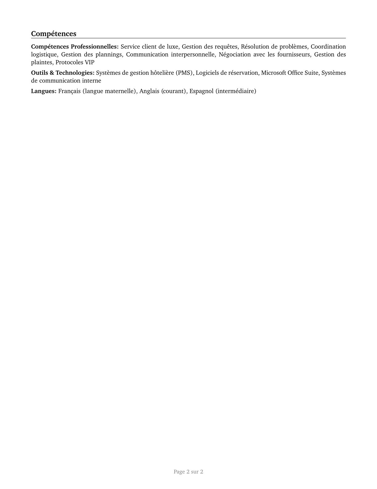 Concierges CV in French — page 2