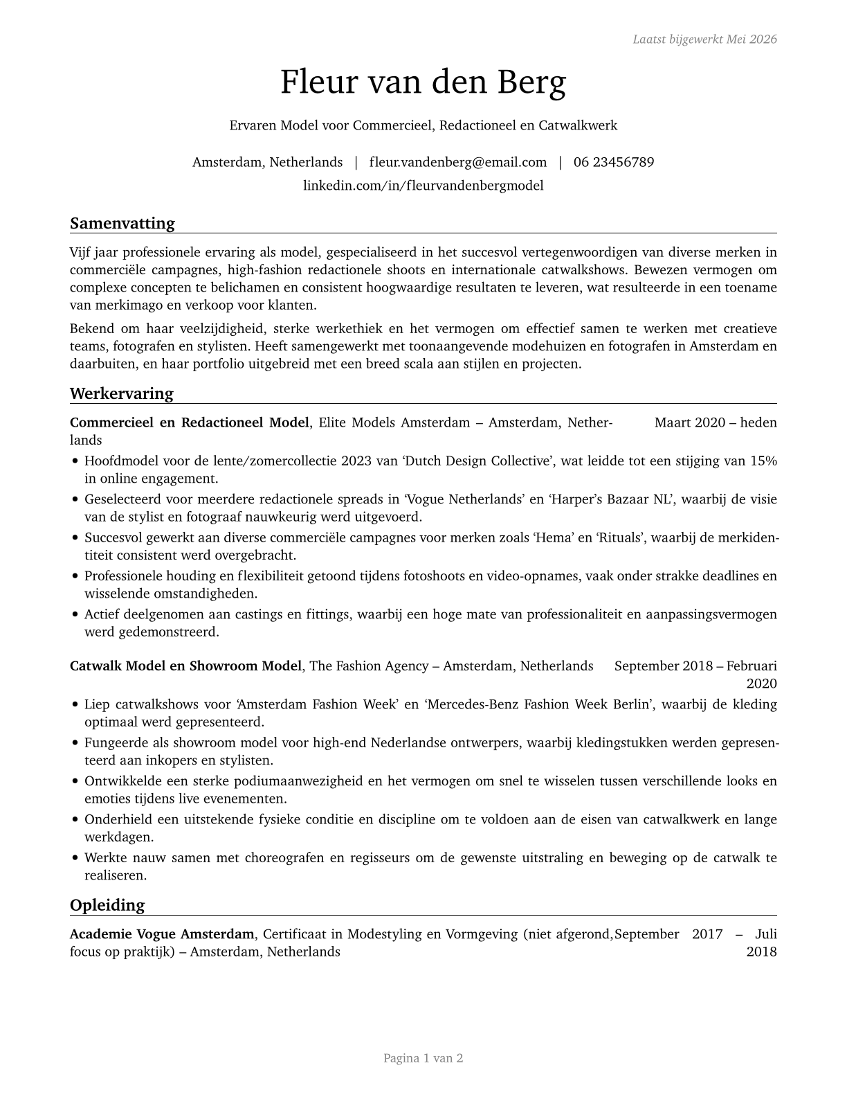 Models CV in Dutch — page 1