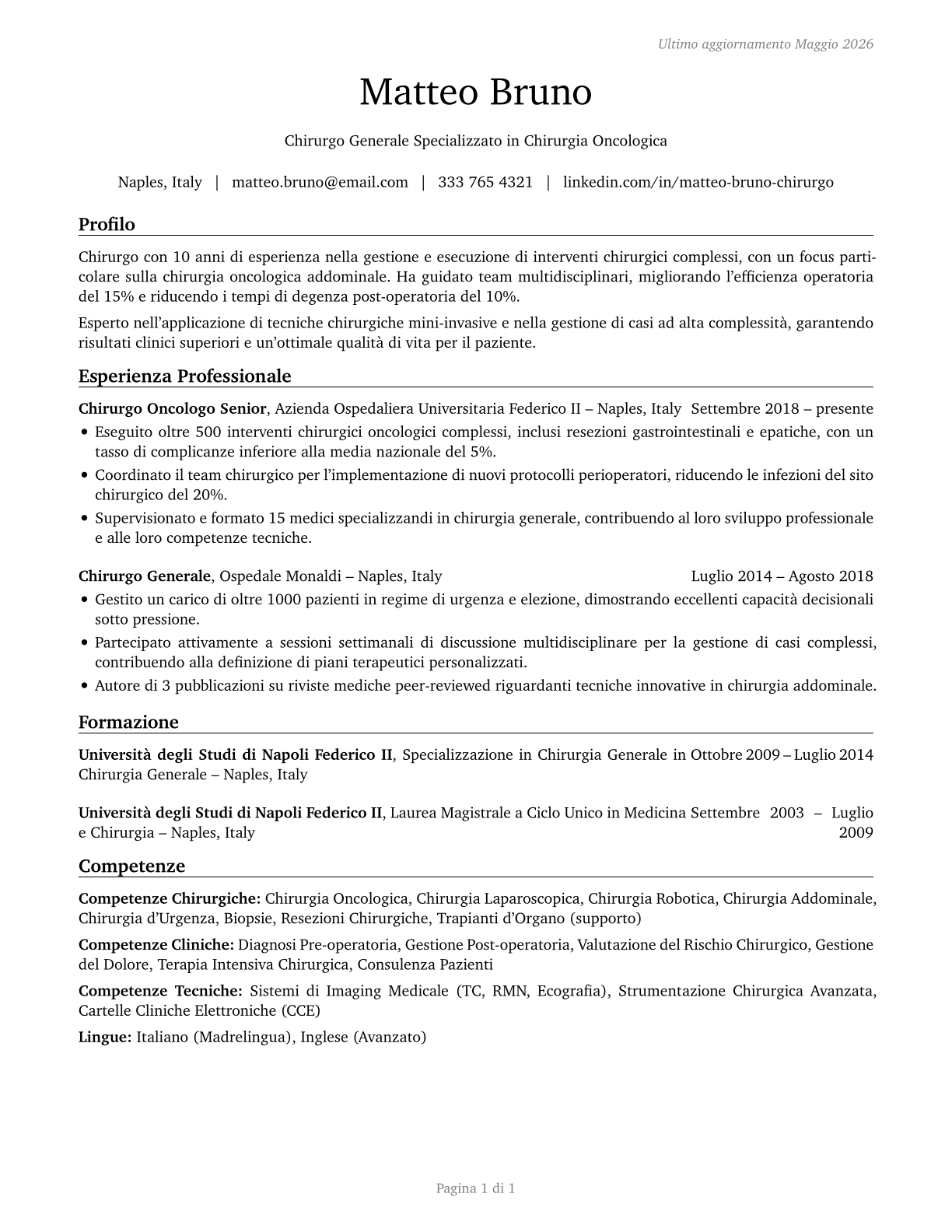 Surgeons, All Other CV in Italian — page 1