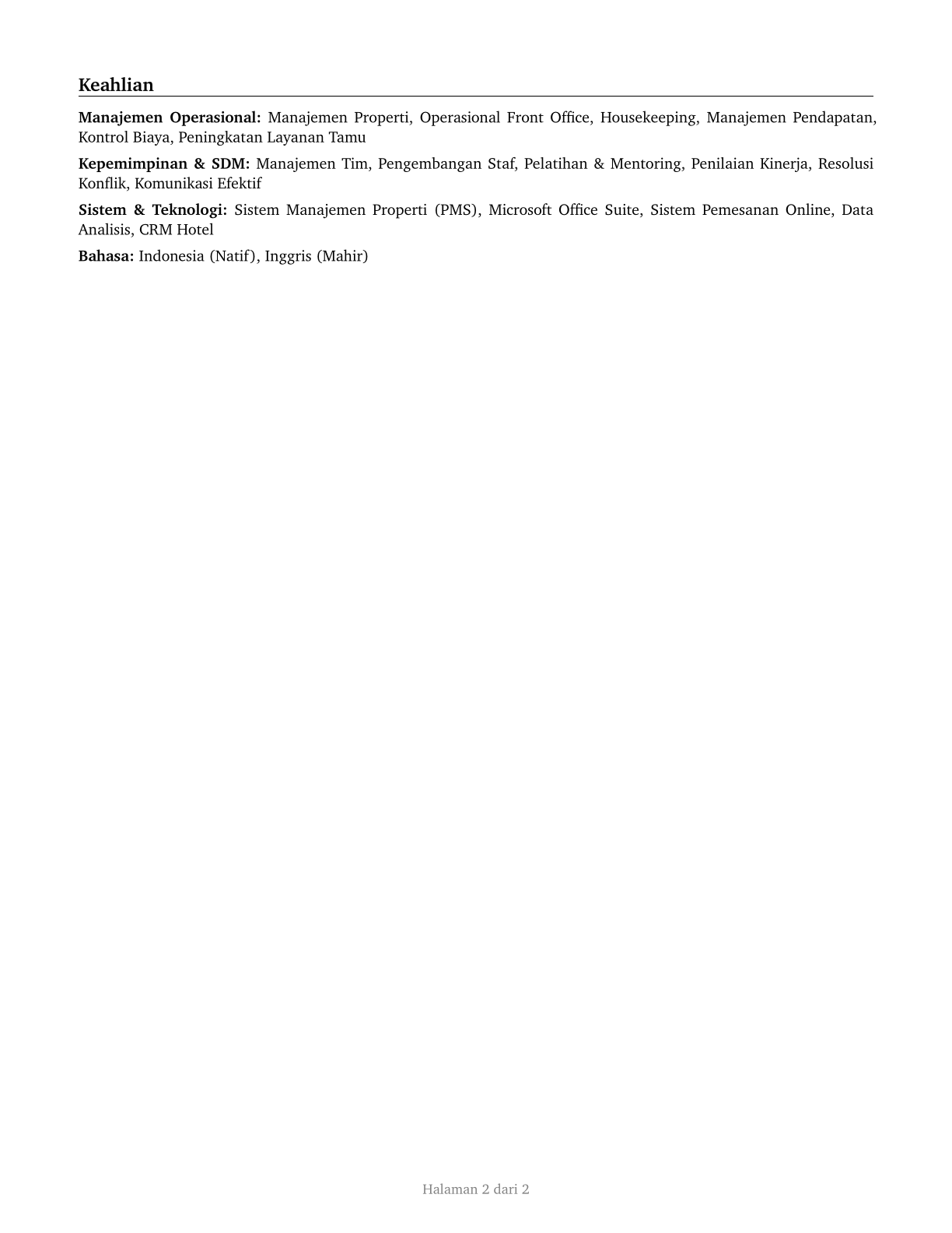 Lodging Managers CV in Indonesian — page 2