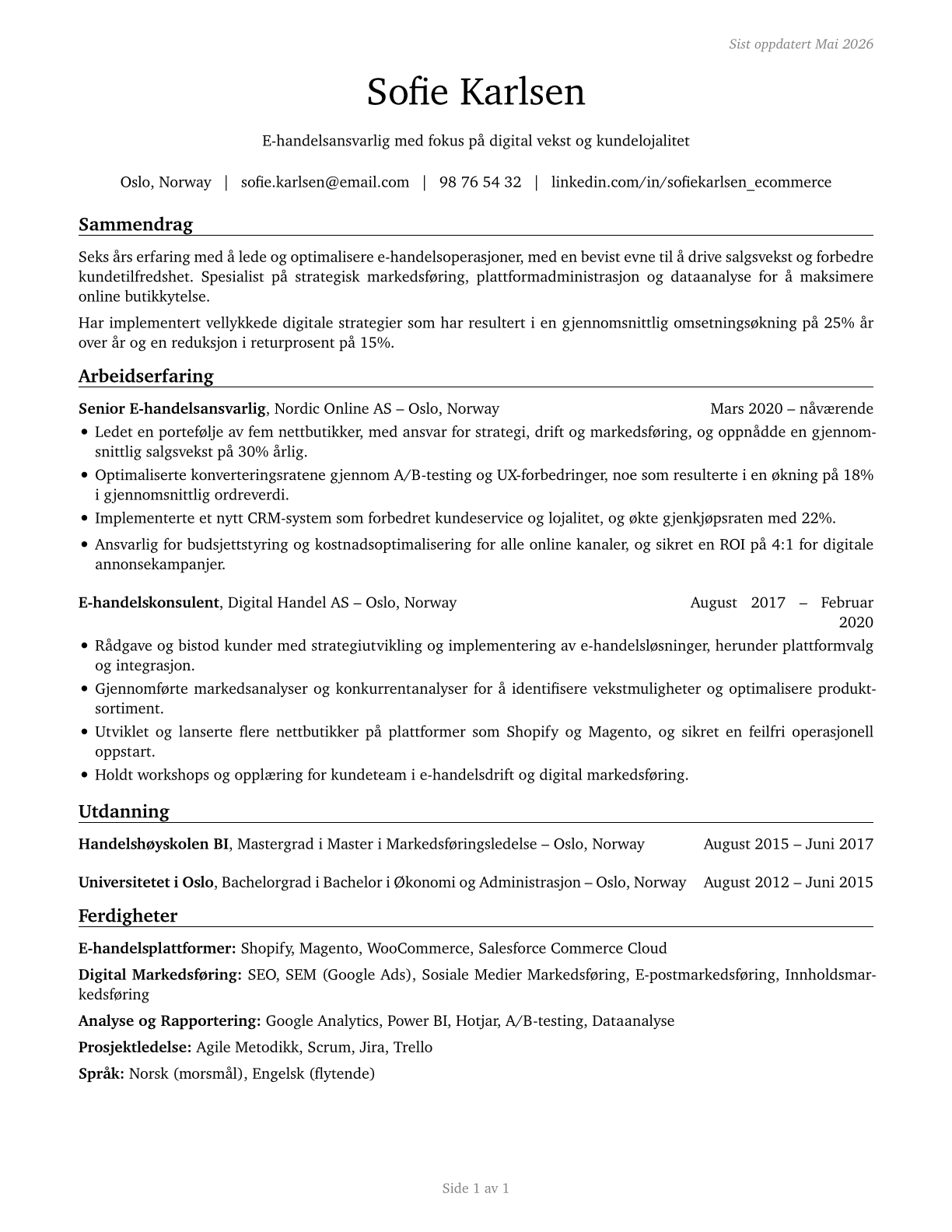 Online Merchants CV in Norwegian_bokmal — page 1