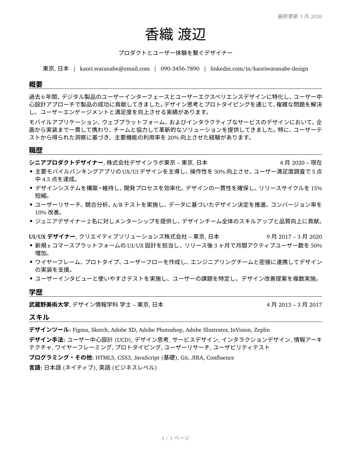 Designers, All Other CV in Japanese — page 1