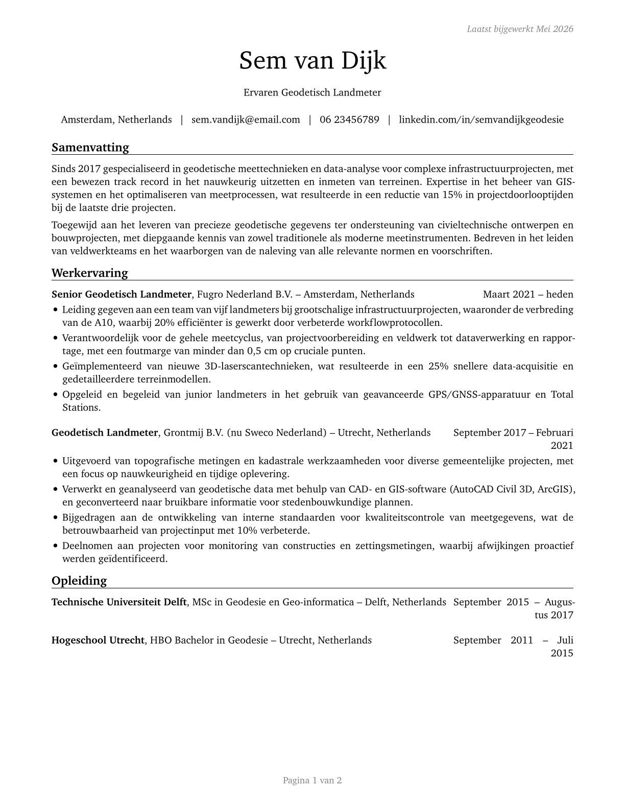 Geodetic Surveyors CV in Dutch — page 1