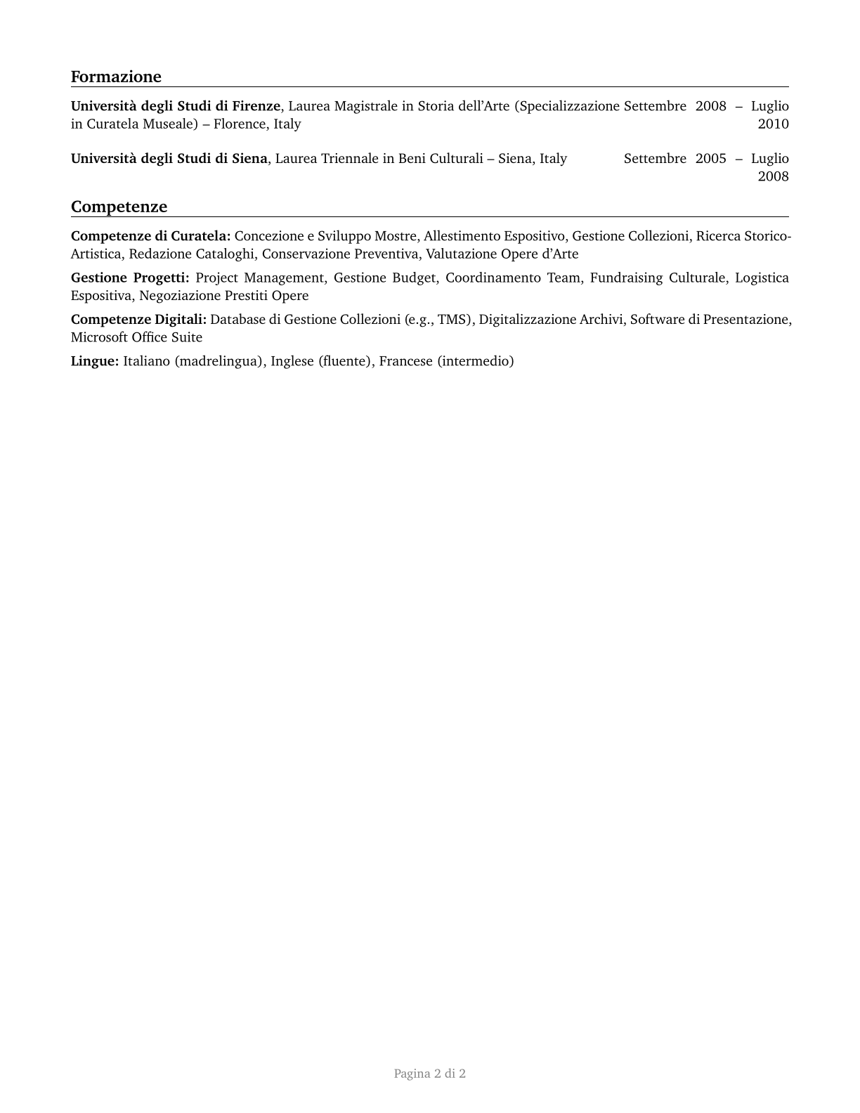 Curators CV in Italian — page 2