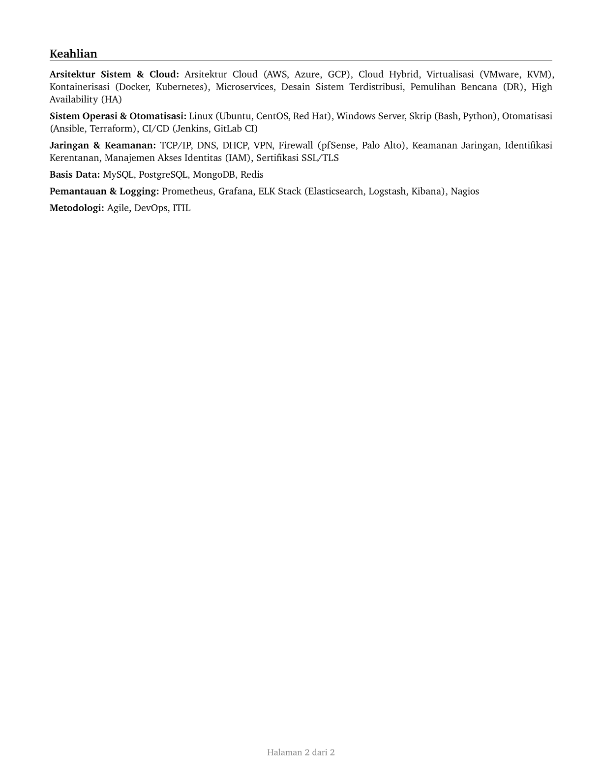 Computer Systems Engineers/Architects CV in Indonesian — page 2