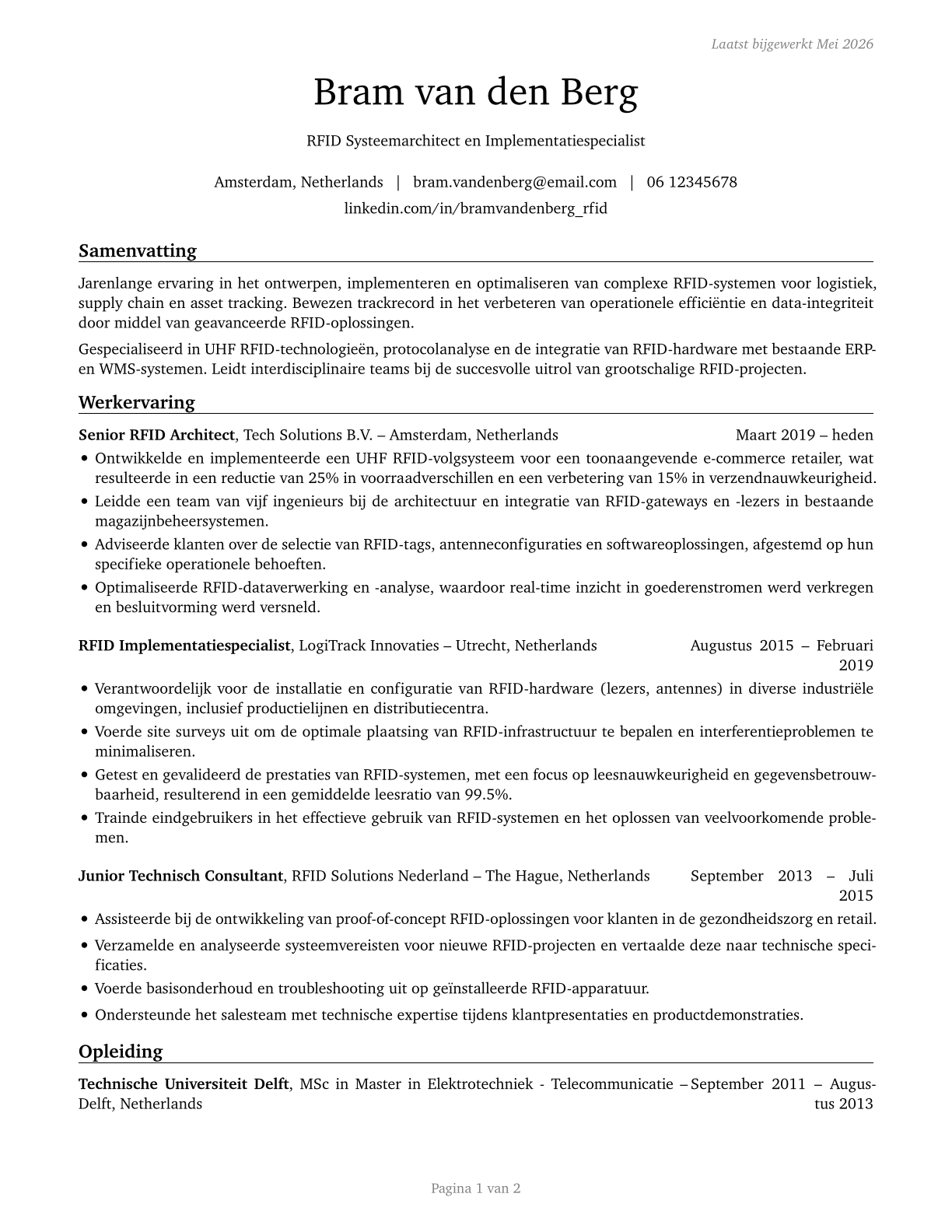 Radio Frequency Identification Device Specialists CV in Dutch — page 1