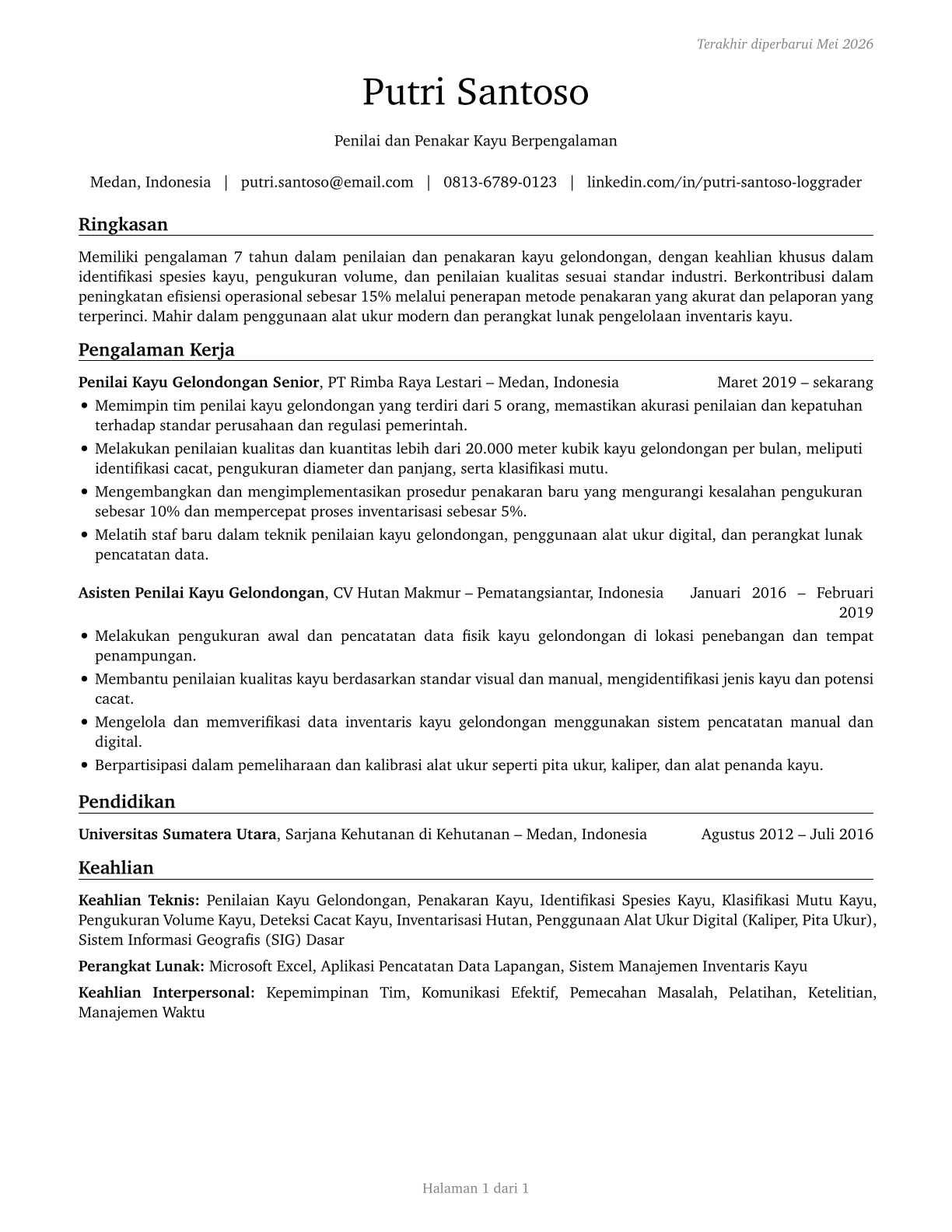 Log Graders and Scalers CV in Indonesian — page 1