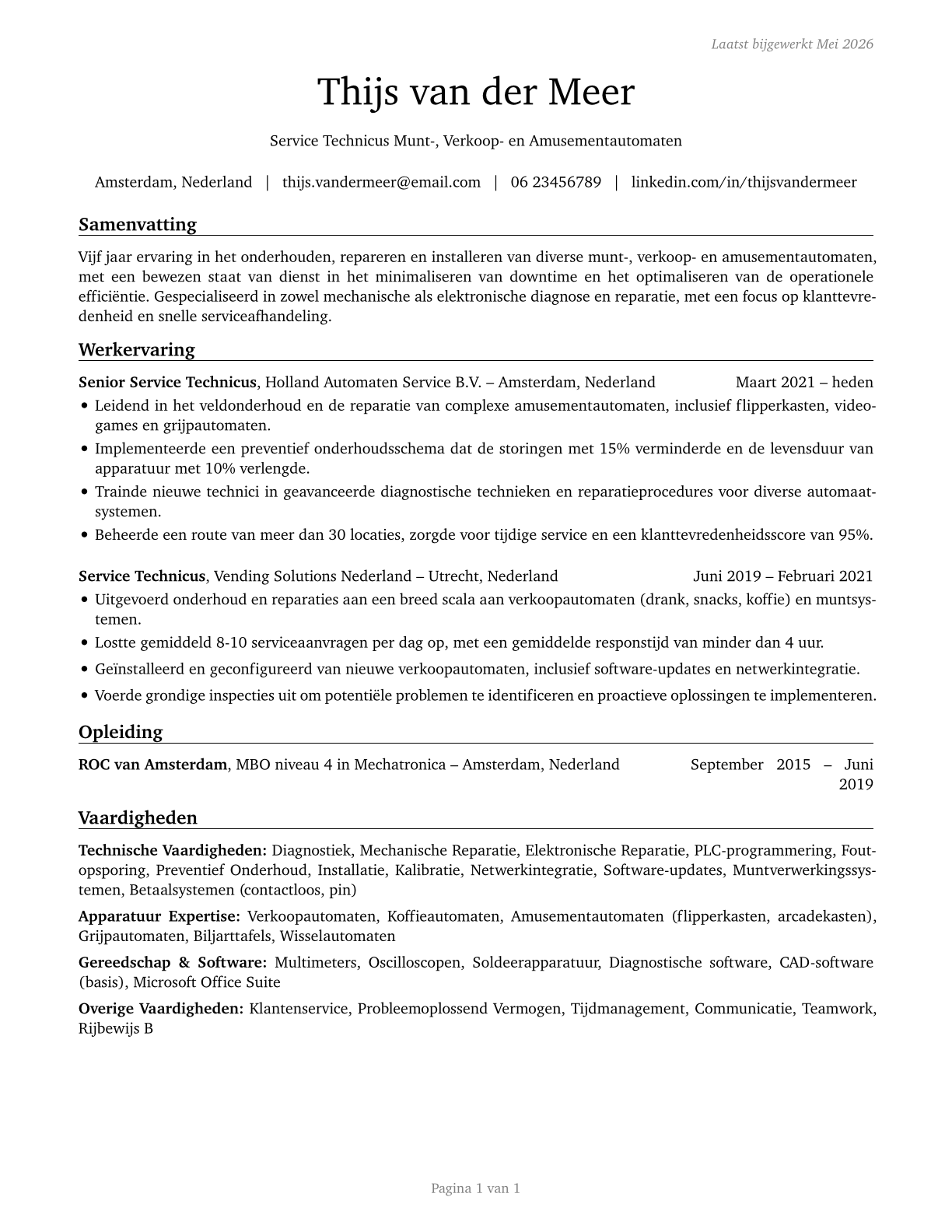 Coin, Vending, and Amusement Machine Servicers and Repairers CV in Dutch — page 1