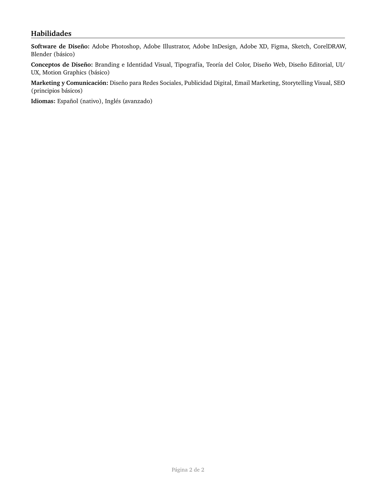 Graphic Designers CV in Spanish — page 2