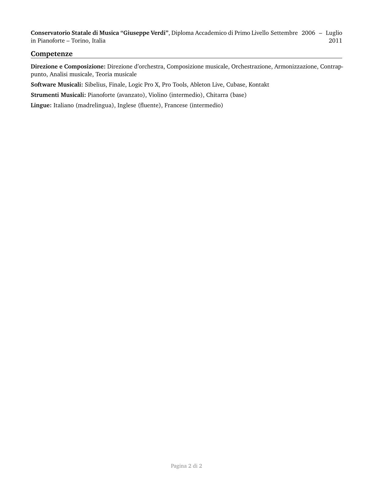 Music Directors and Composers CV in Italian — page 2