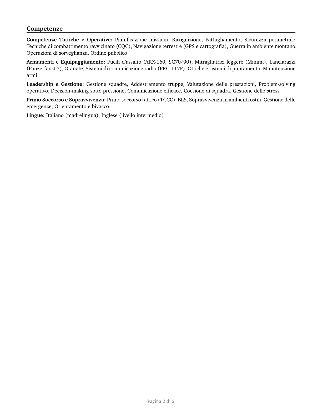 Infantry CV in Italian — page 2