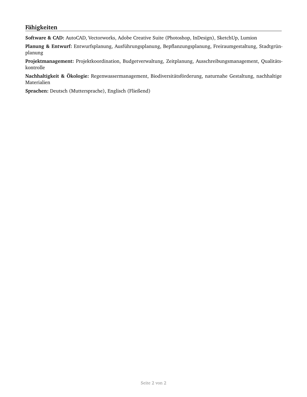 Landscape Architects CV in German — page 2